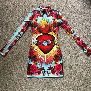 DollsKill Hearts and flames bodycon dress